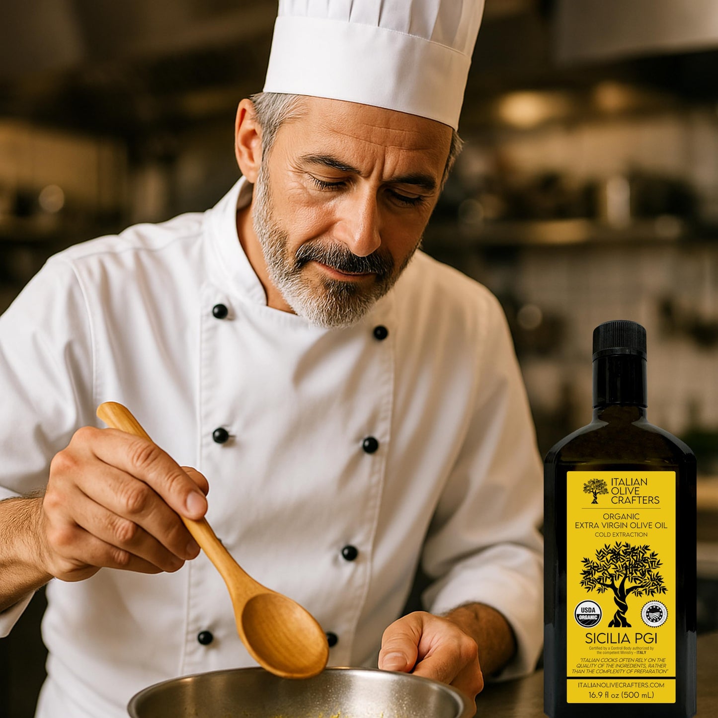 Italian Olive Crafters  Polyphenol Rich Organic Extra Virgin Olive Oil  16.9 fl oz - Organic Olive Oil Extra Virgin Cold Pressed Glass Bottle