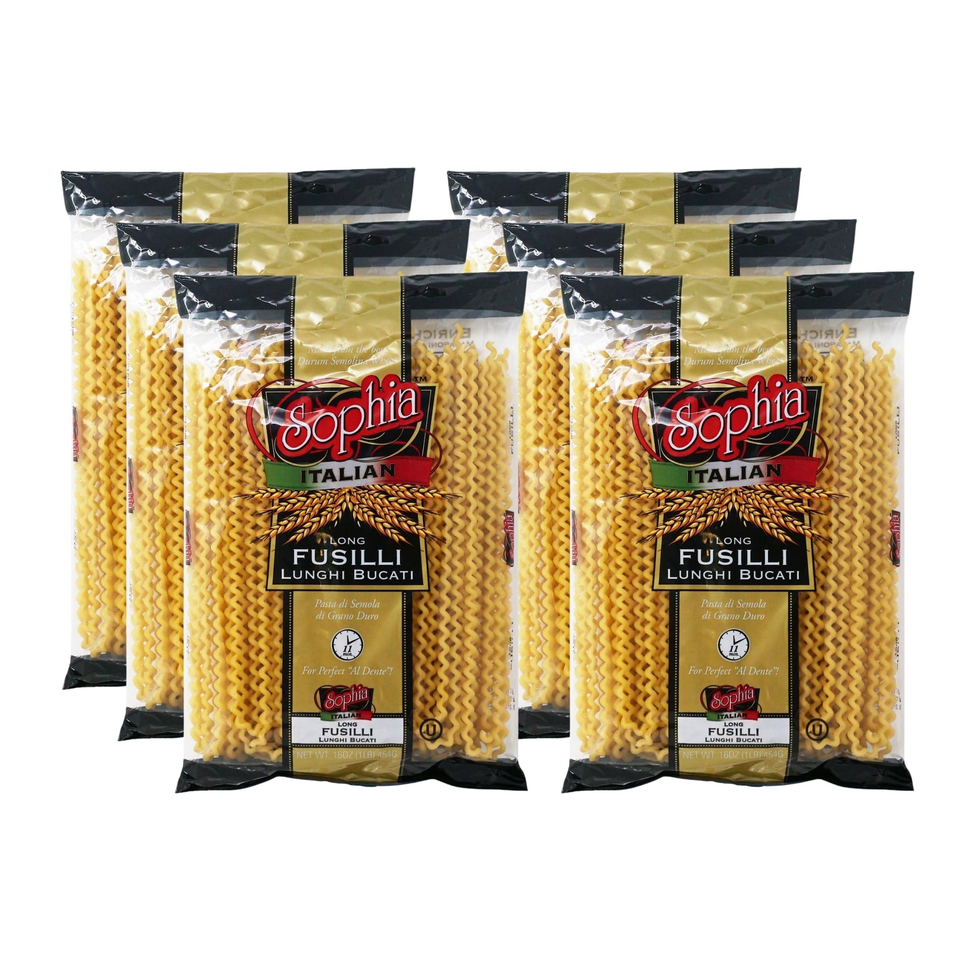 Sophia Long Fusilli Pasta - Authentic Italian Fusilli Lunghi, 6-Pack | 12-Inch Giant Spiral Pasta Noodles | Long Fusilli Col Buc