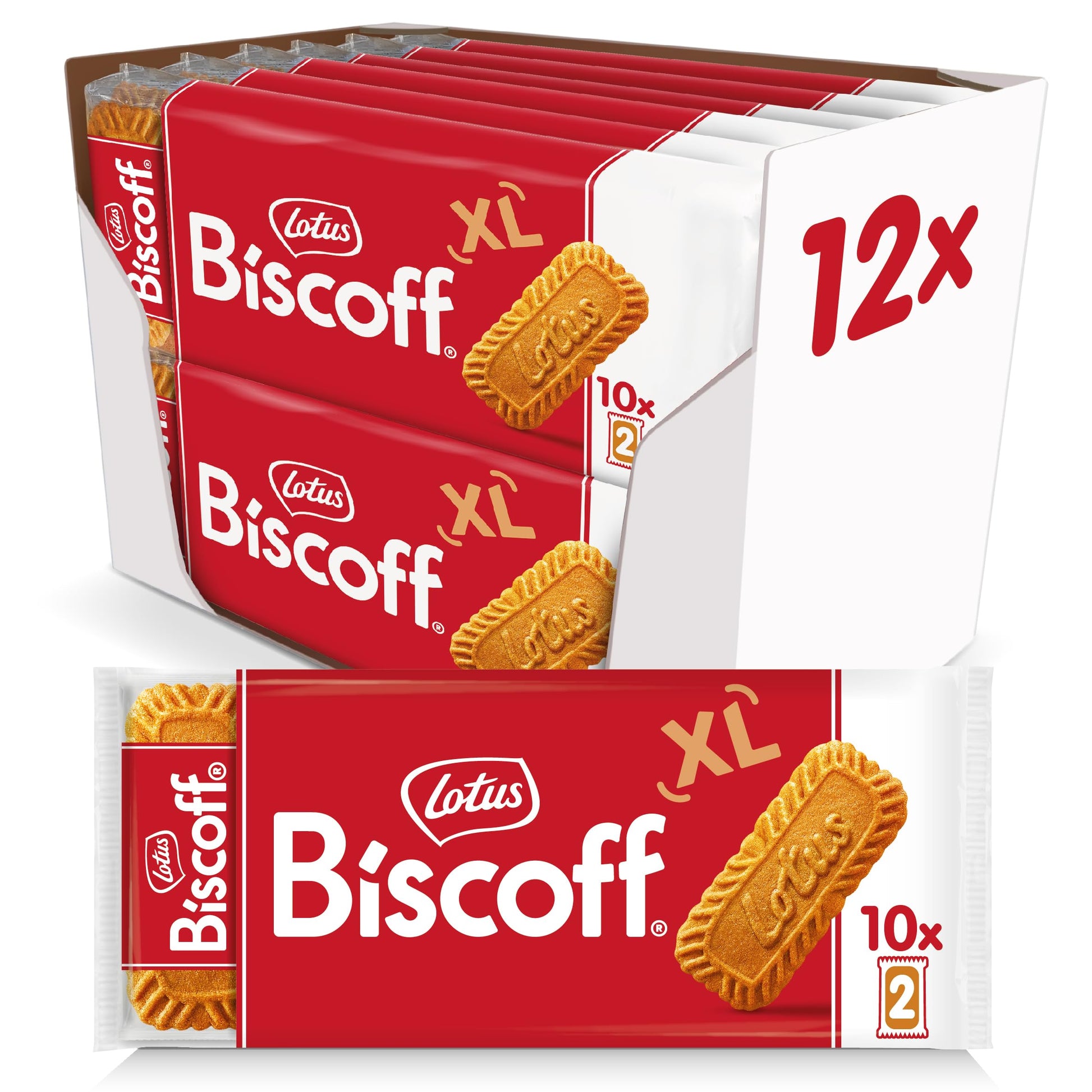 Lotus Biscoff Cookies, Caramelized Biscuit Cookies, 240 Cookies (12 Sleeves of 10 XL Size Two-Packs) Vegan, 8.8 Ounce (Pack of 1