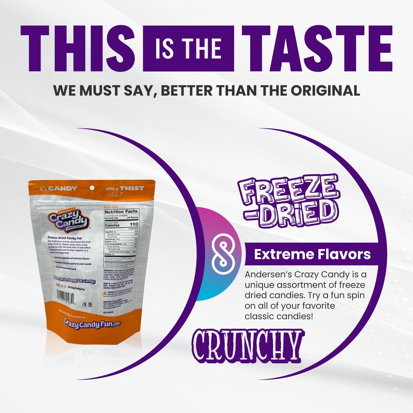 Andersen'S Crazy Candy Freeze Dried Candy - Freeze Dried Peach Puffs, 2.4 Ounces