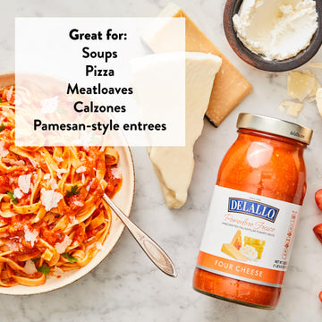 DeLallo Pomodoro Fresco Four Cheese Sauce, 25.25 oz. Jar, (2 Pack), Made in Italy, Gluten Free