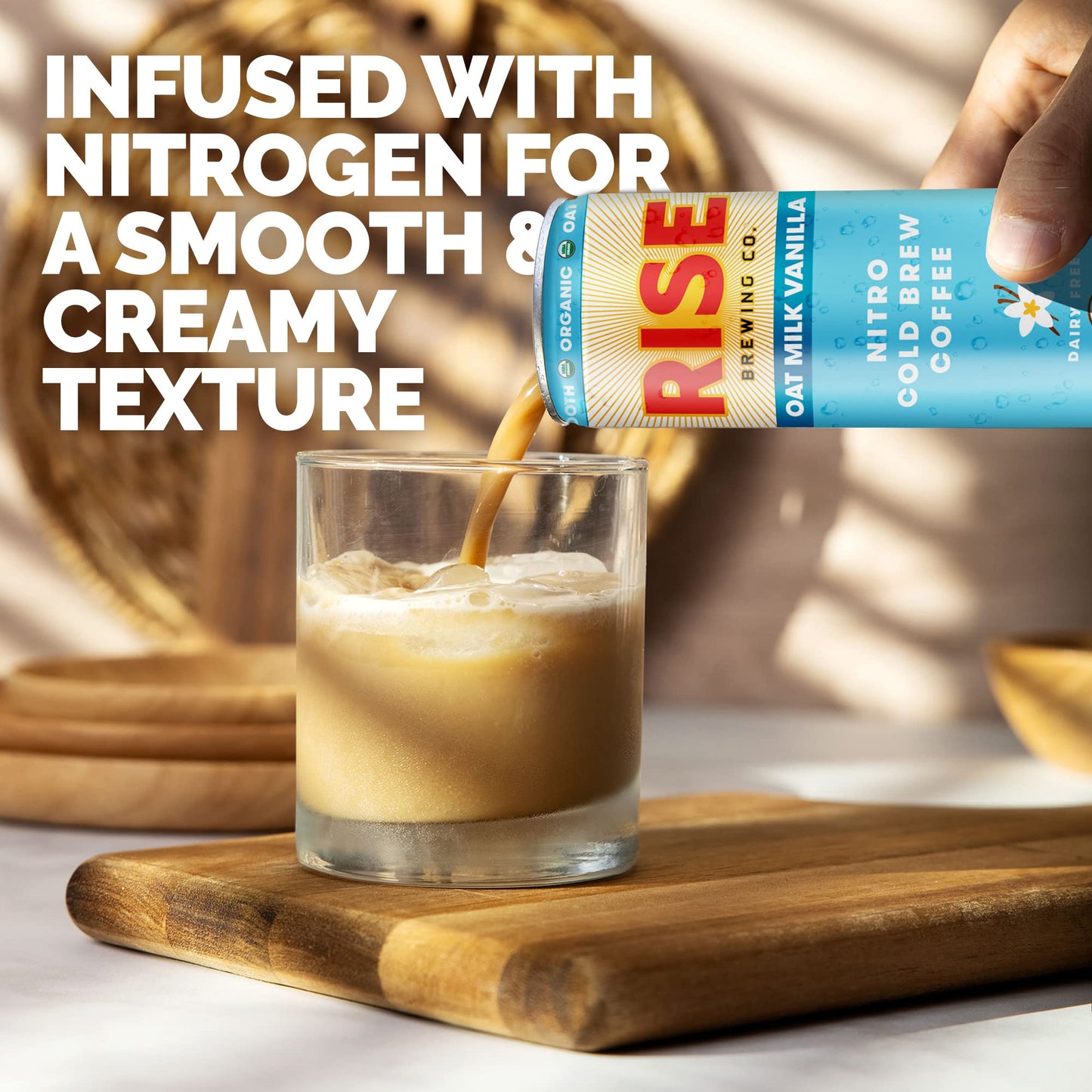 Rise Brewing Co. Vanilla Oat Milk Nitro Cold Brew Coffee, No Sugar Added & No Dairy, Organic & Non-Gmo, Low Acidity & Vegan, 10