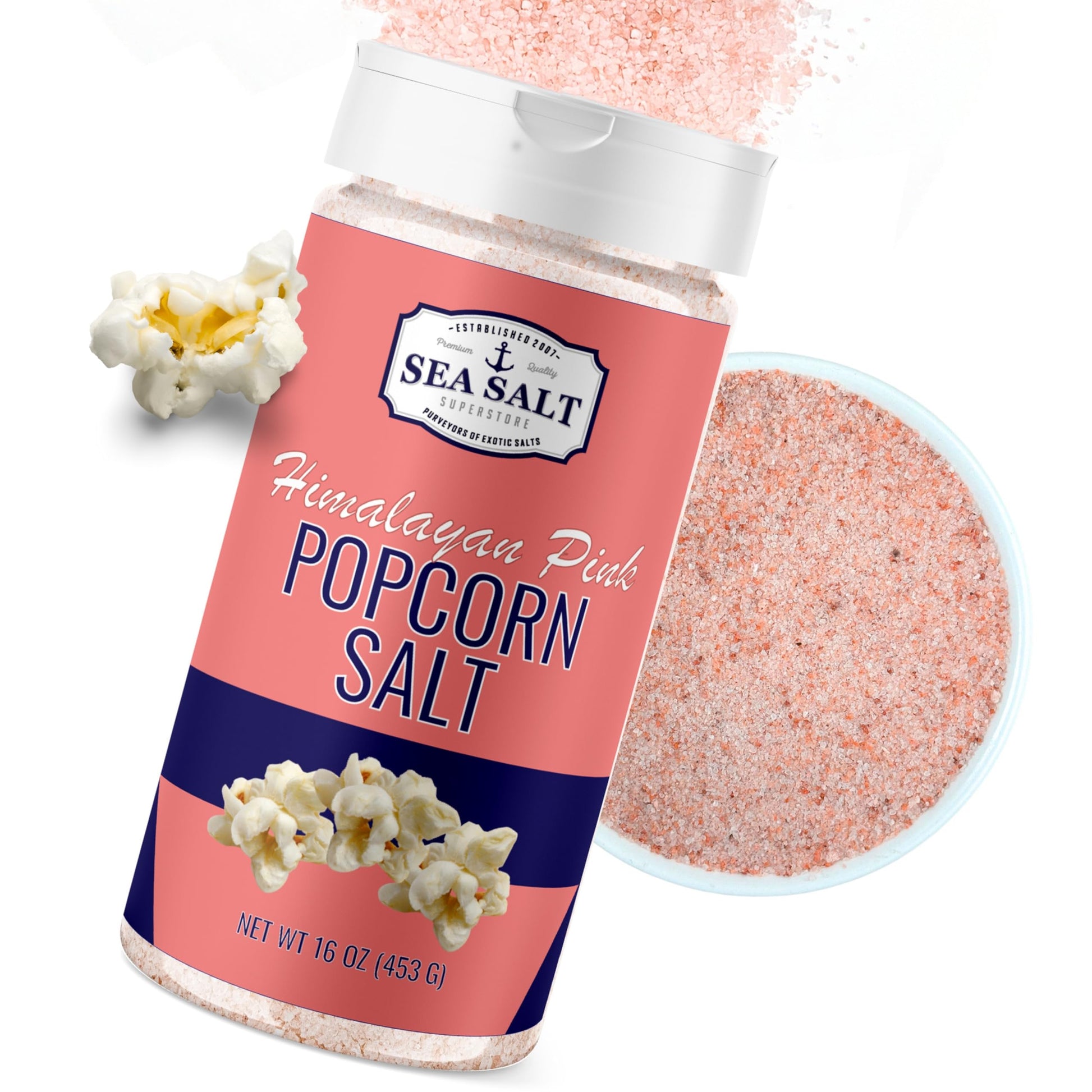 Himalayan Pink Popcorn Salt Seasoning, Single Origin Fine Himalayan Pink Salt Powder, Healthy and Natural Popcorn Seasoning, 16 