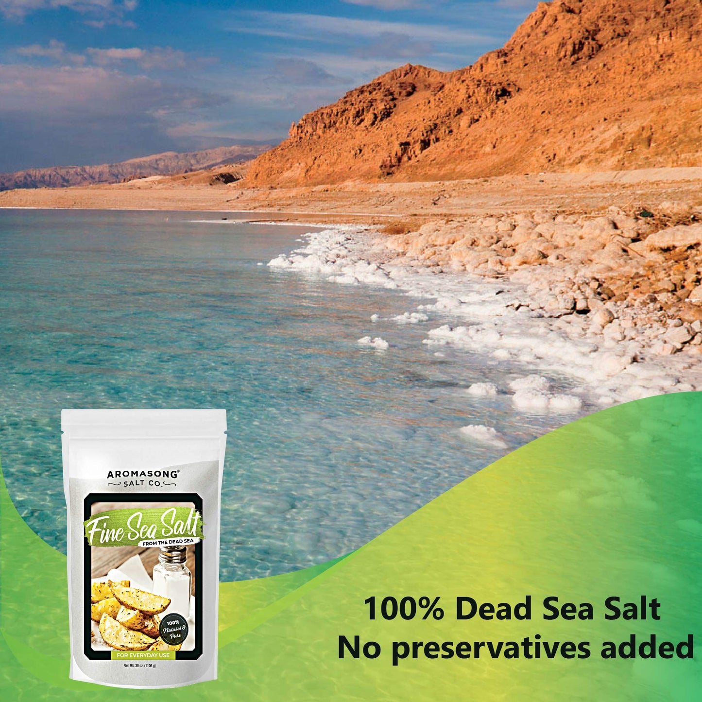 Aromasong Sea Salt 100% Natural Unrefined Gluten Free Fine Grain Table Salt - 19 Lb Large Bulk Resealable Bag
