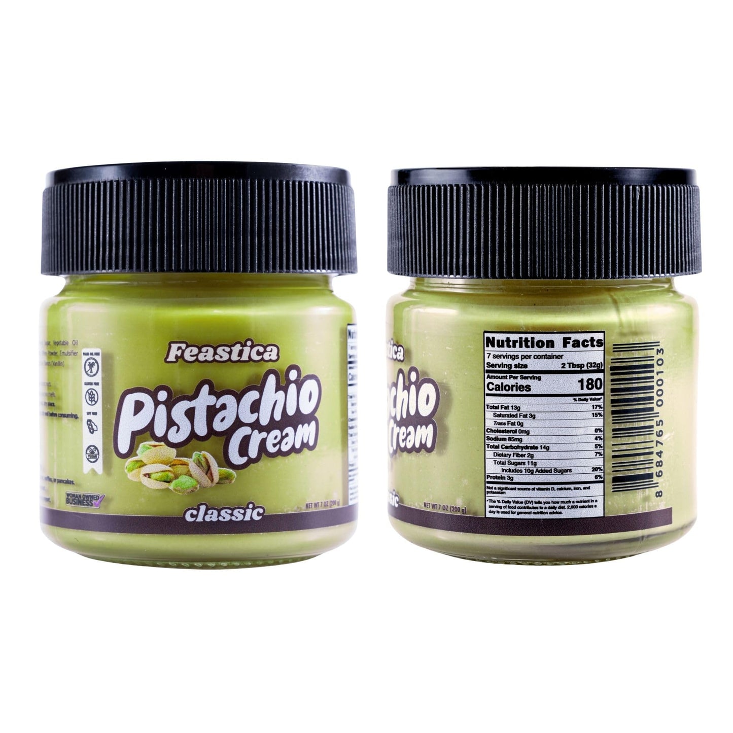 FEASTICA Pistachio Cream Spread - Non-GMO, Gluten-Free, Vegan, Keto-Friendly, 7oz