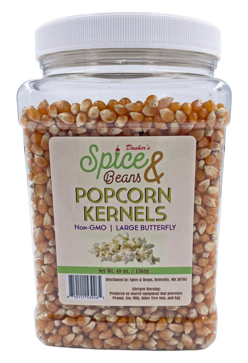 Popcorn Kernels by Dashers Spice & Beans | Non-GMO | Large Butterfly Kernels | 48 oz.