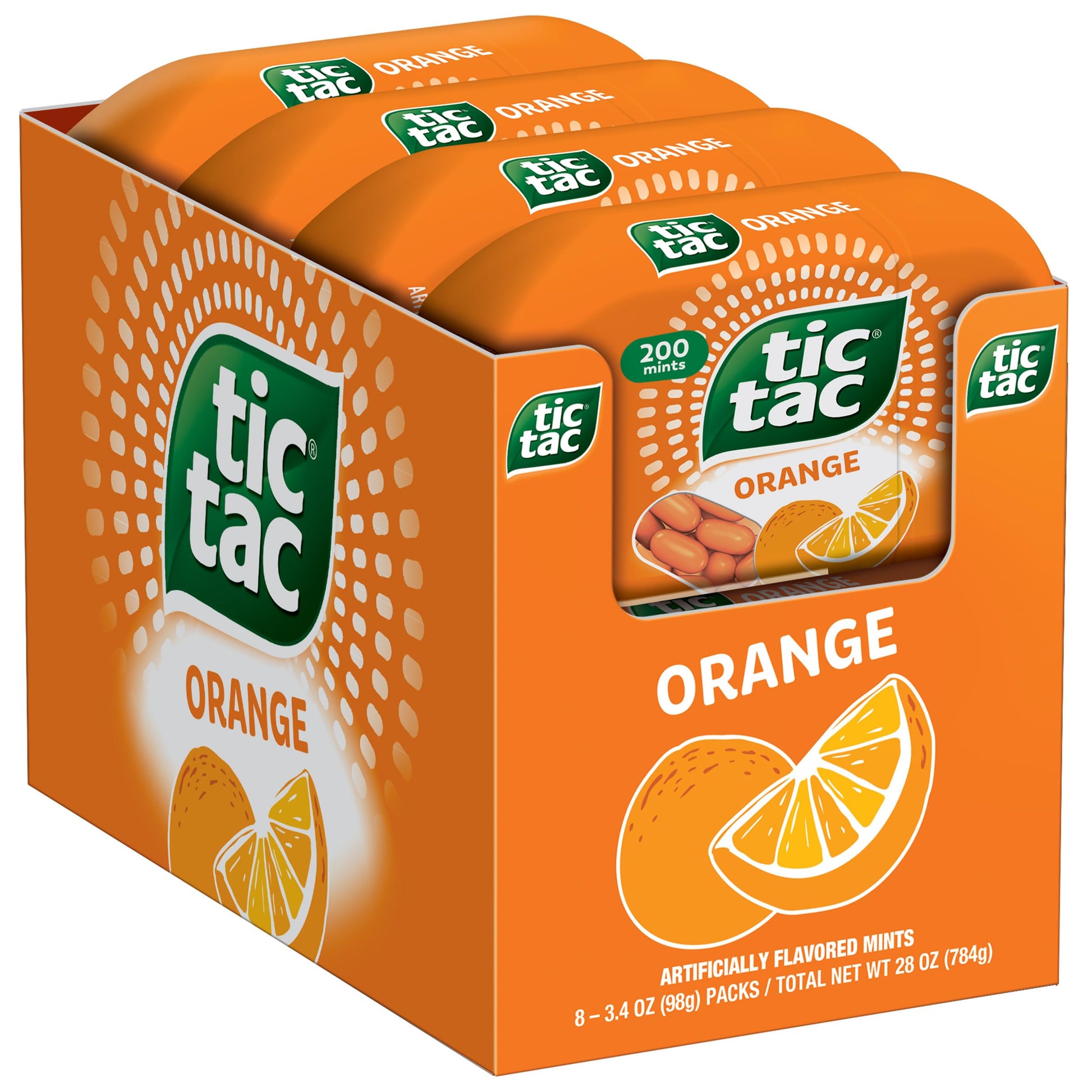 Tic Tac Orange Flavored Mints, 8 Count, 3.4 Oz Each, On-The-Go Refreshment, Model 10009800002938