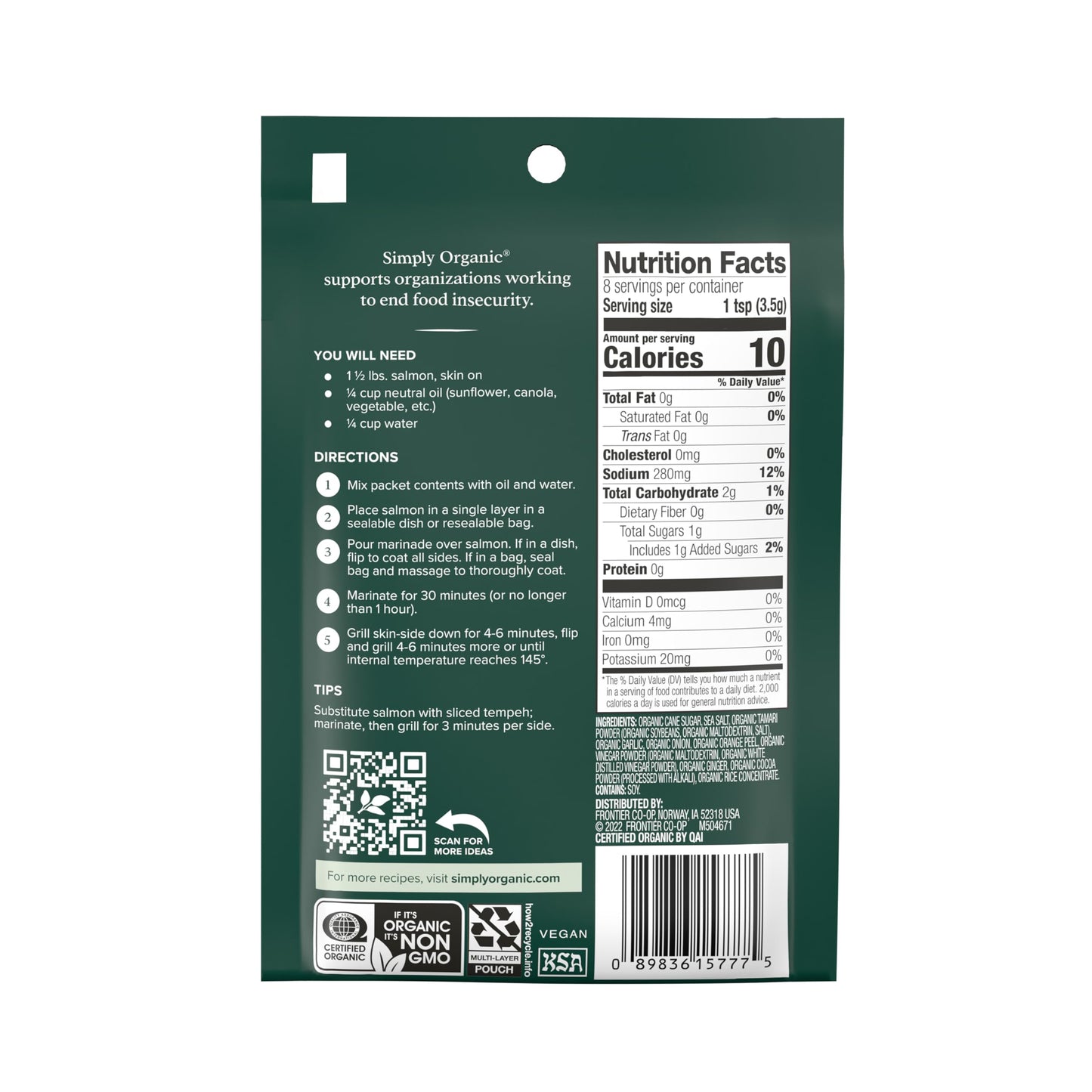 Simply Organic Chimichurri Marinade Mix, Vegan Friendly, Kosher, USDA Certified Organic, Gluten Free & Non-GMO, 0.71 Ounce (Pack