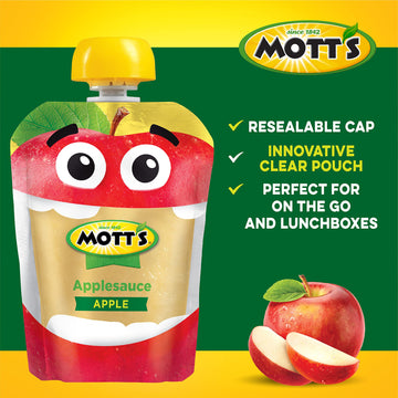 Mott'S Original Applesauce, 3.2 Oz Clear Pouches, 12 Count