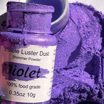 Purple Luster Dust Edible Glitter For Cakes Cocktails - 10G Colaele Edible Shimmering Dust For Chocolates, Metallic Food Colorin