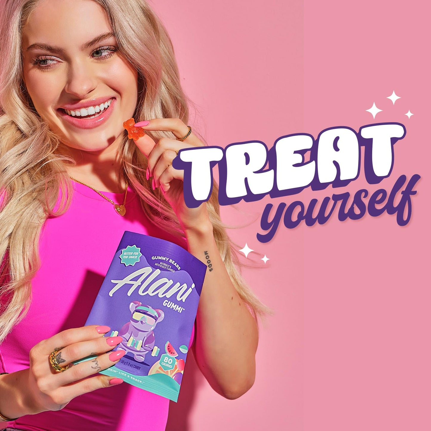 Alani Gummis Gummy Bears Low Sugar Gummy Candy (2G) | 80 Calories per Bag | On-The-Go Snacks | Gluten Free | 7G of Fiber | Natur