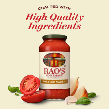 Raos Homemade Tomato Sauce  Roasted Garlic  24 oz  Versatile Pasta Sauce  Carb Conscious  Keto Friendly  All Natural  enhanced Quality  Made with Sweet Italian Tomatoes and Caramelized Garlic