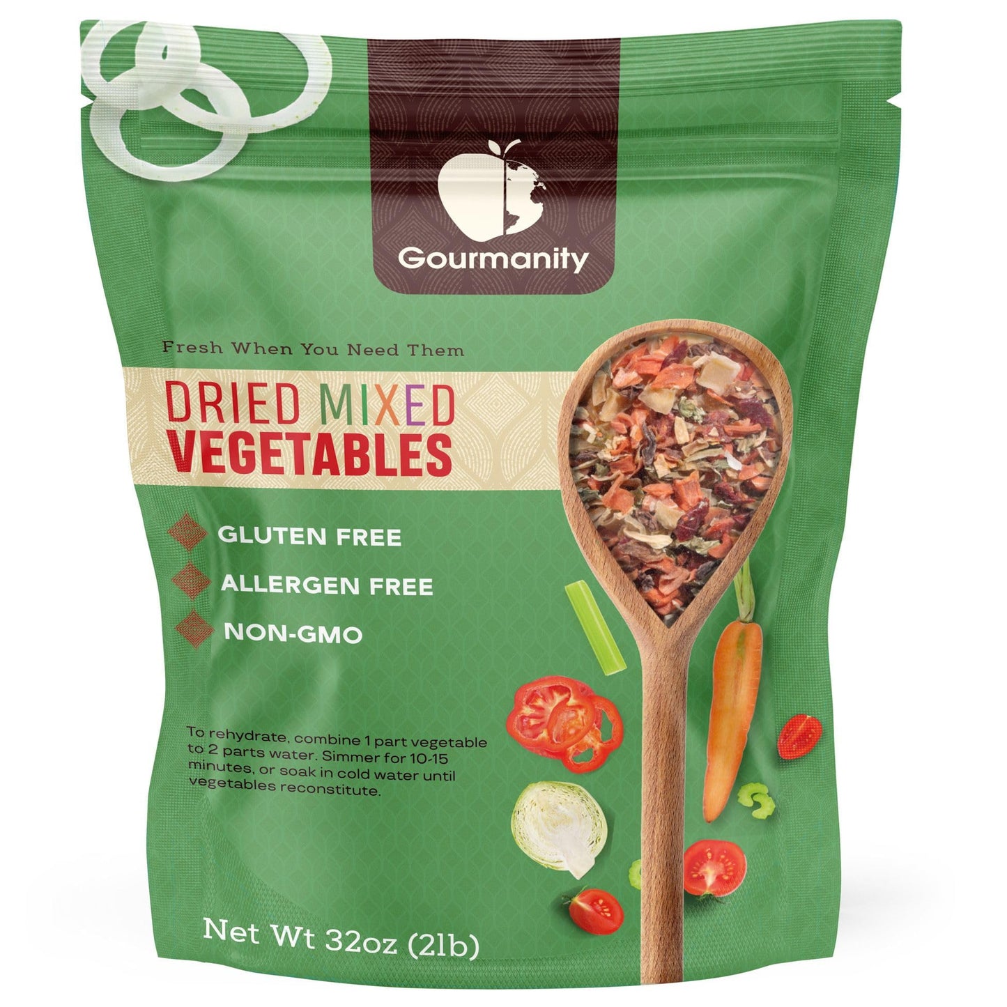 Gourmanity Dehydrated Mixed Vegetables  All Natural Dried Ramen Topping  Adds Color Flavor And Texture To Your Vegetable Soups And Stews  2Lb Bag