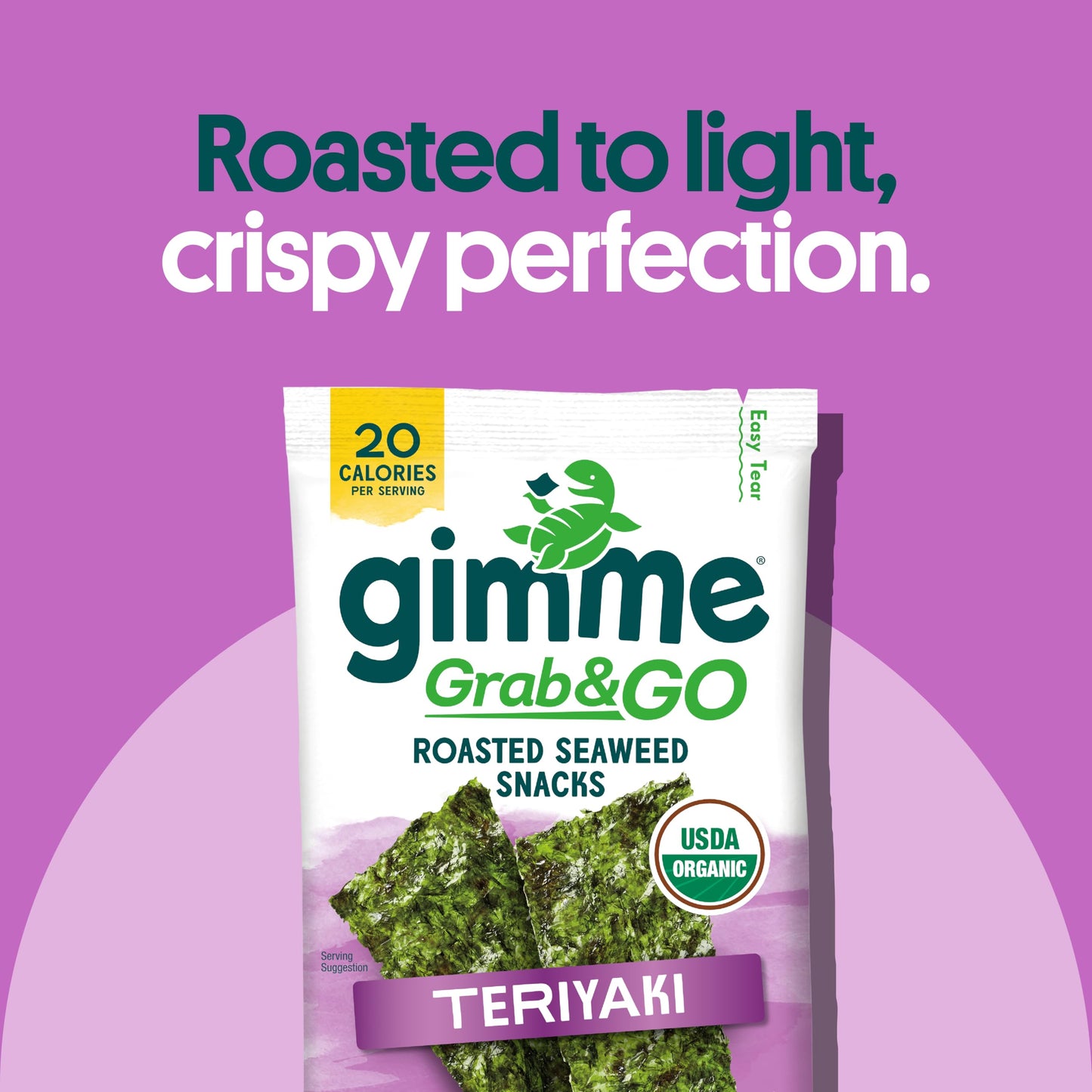 gimMe Organic Roasted Sea  Snacks, Teriyaki, Keto, Vegan, Gluten-Free, 5 Count