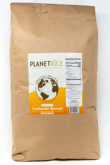 Planet Rice Bulk Sprouted Blonde Rice Bulk - Great For Bulk Rice Cooking - Gaba Rice Gluten-Free, Vegan, Paleo, With 64% More Fi