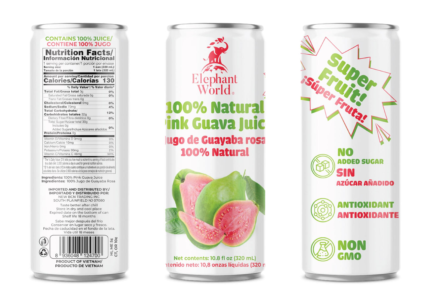 Elephant World 100% Natural Pink Guava Guayaba Juice | Non Gmo | 10.8 Oz (Pack Of 6), Guava