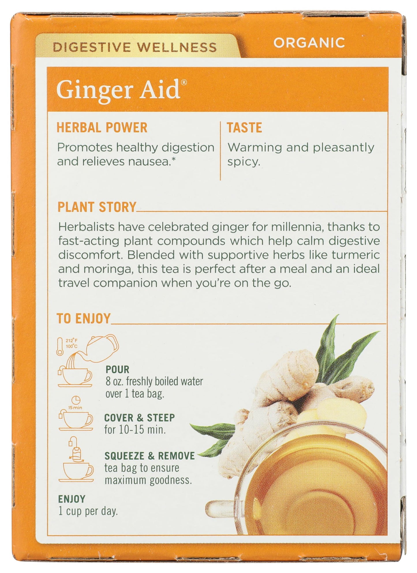 Traditional Medicinals Organic Ginger Aid Herbal Tea - 16 Tea Bags, Promotes Healthy Digestion, Pack of 1