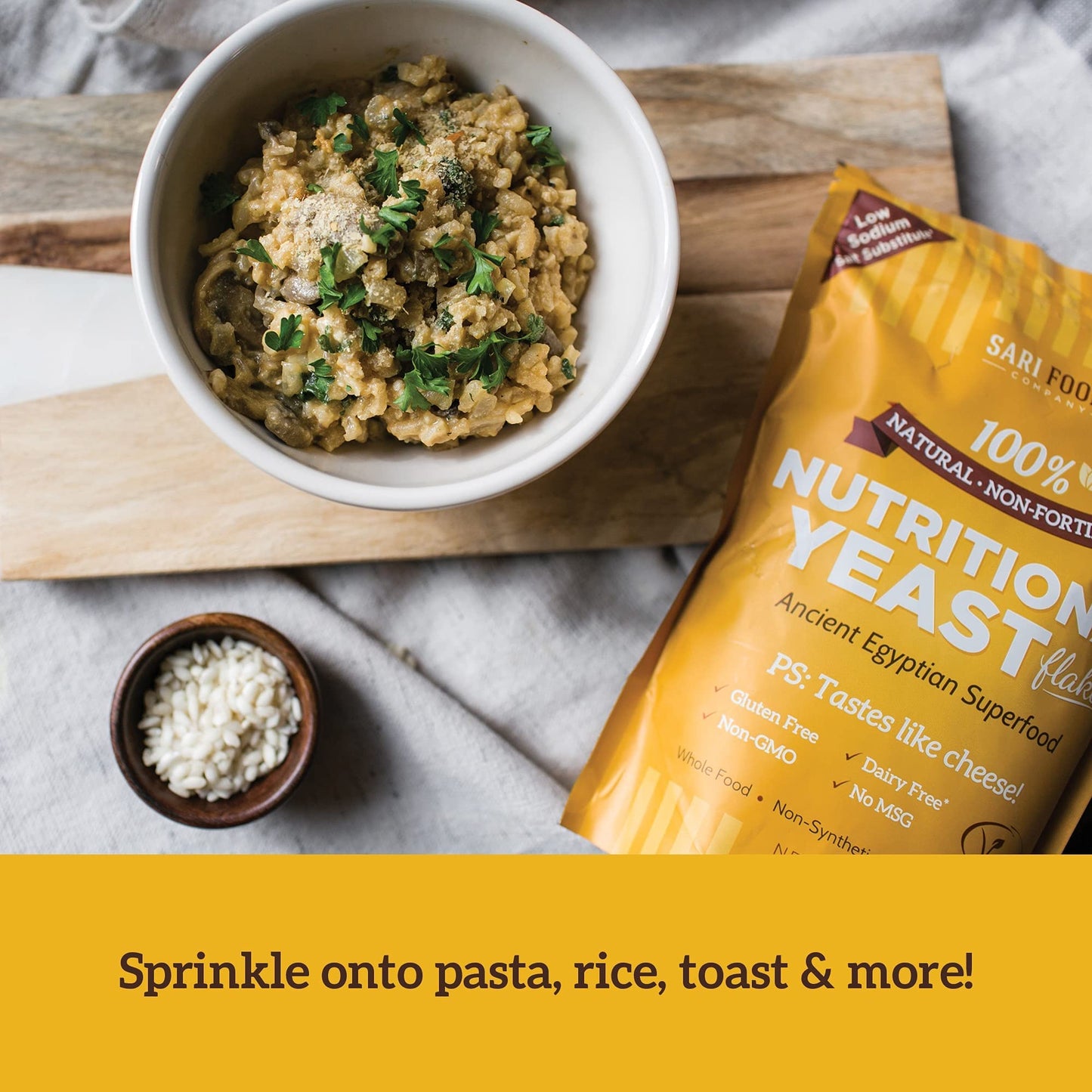 Sari Foods- Non-Fortified Nutritional Yeast Flakes, 24Oz Or 8Oz, Superfood, Rich In Vegan Protein. Gluten Free & Dairy Free Chee
