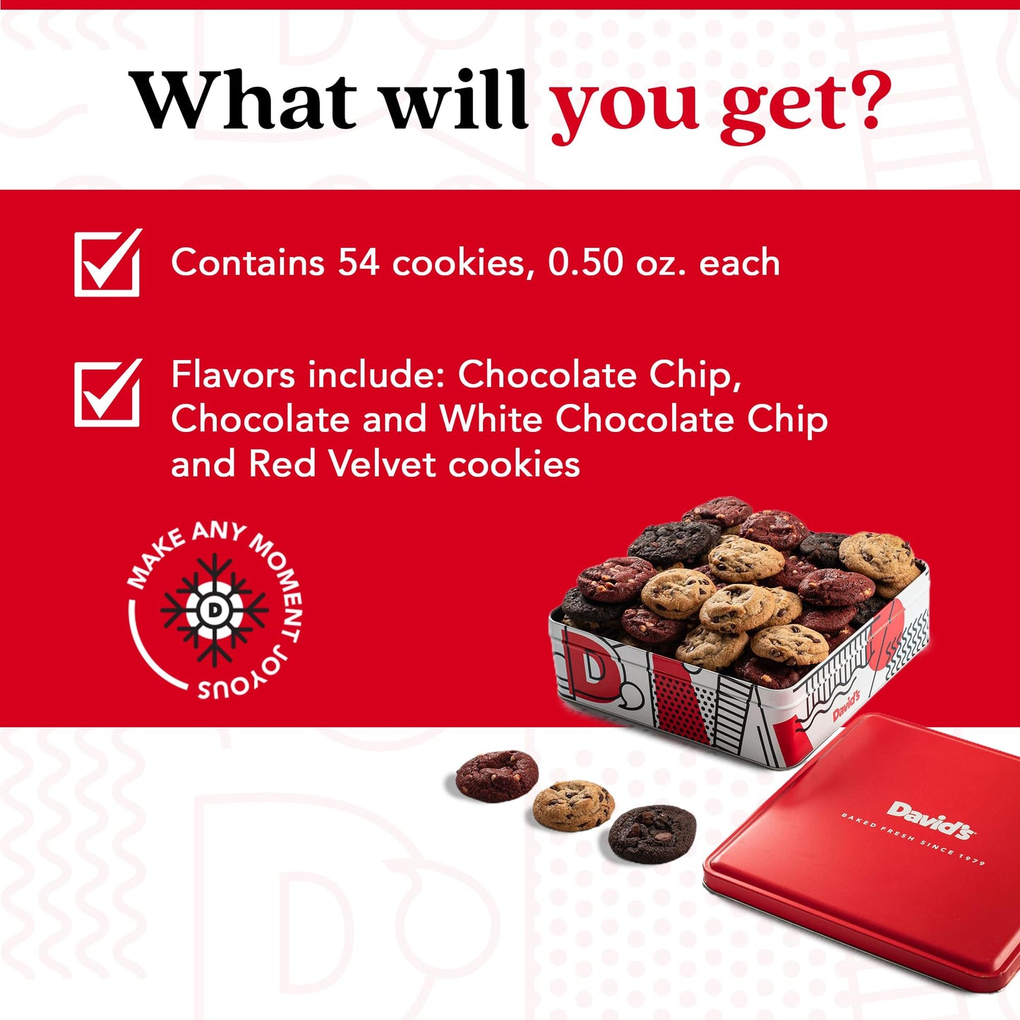 David'S Cookies Freshly Baked Melt In Your Mouth Assorted Mini Cookies With Chocolate Chip, Chocolate & White Chocolate Chip & R