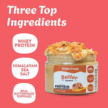 Twisted Dough - 2 Pack Butter Crunch Protein Cookie Dough | Healthy Edible Dessert Dough | Smooth And Creamy | Protein Packed In