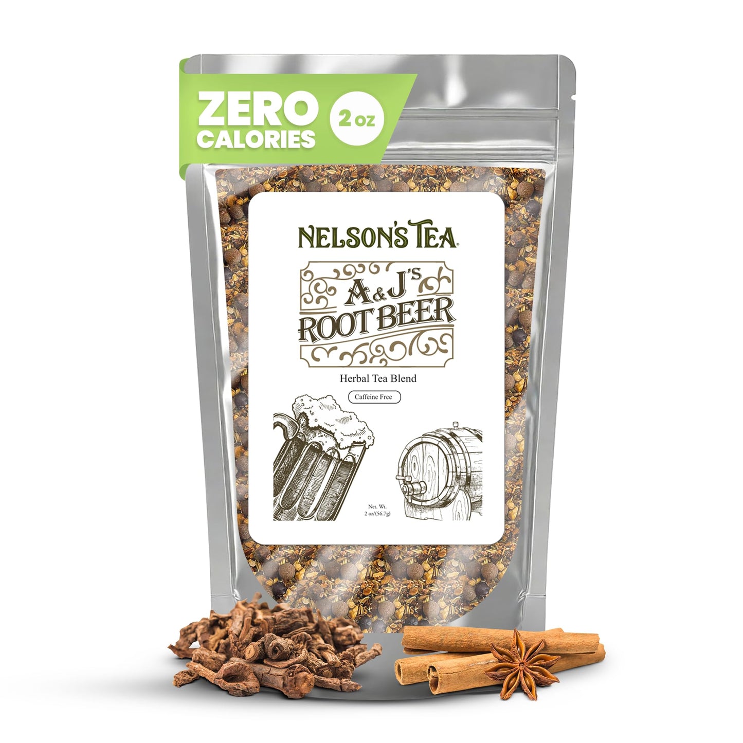 Nelsons Tea Sarsaparilla Root Herbal Loose Leaf Tea - Caffeine-Free - 2 Oz