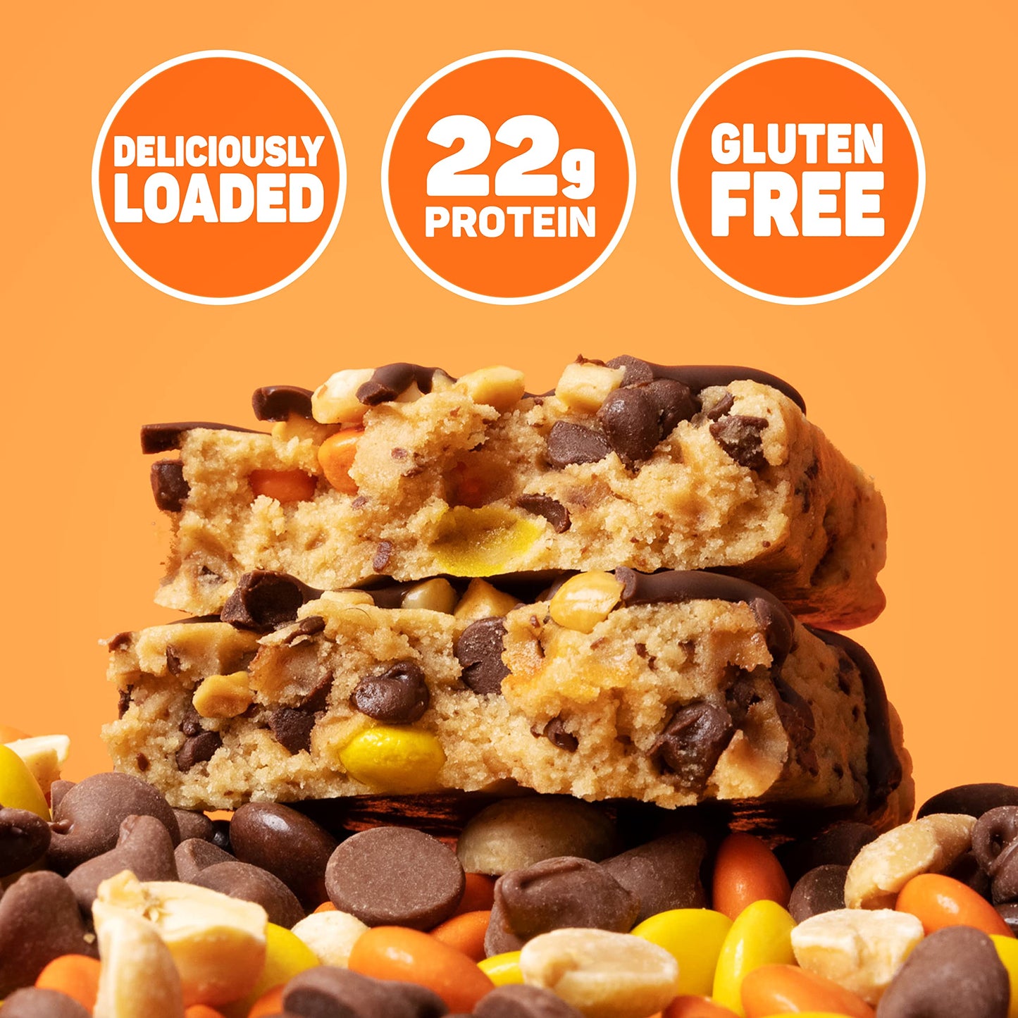 FITCRUNCH Loaded Cookie Protein Bar, High Protein, Gluten Free, Protein Snack (12 Count, Peanut Butter)