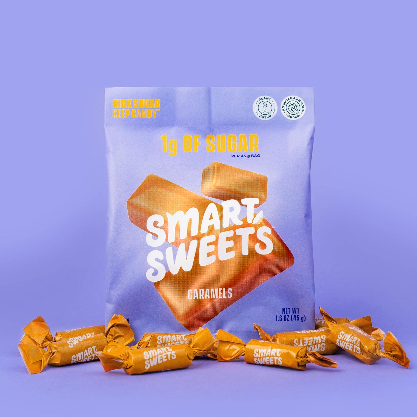 SmartSweets Caramel Candies, Low Sugar, Gluten Free, 1.6oz (Pack of 12), Brown