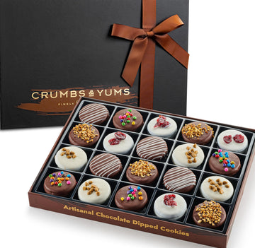 Mothers Day Cookies Gift Basket - 20 Gourmet Chocolate Covered Sandwich Cookies With Assorted Toppings - Assorted Food Gift Box For Fathers Day  Mothers Day  Family  Sympathy  Men & Women.