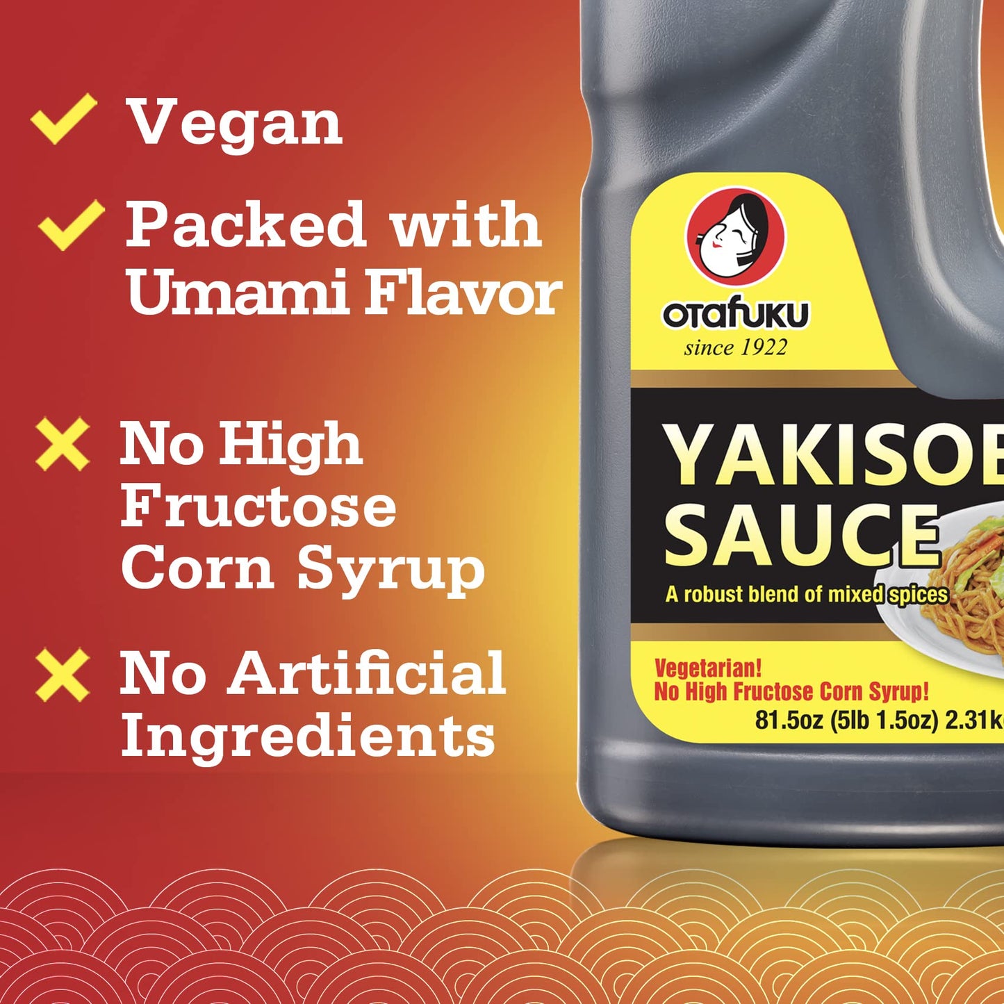 Otafuku Yakisoba Sauce for Japanese Stir Fry Noodles, Restaurant Bulk Size 1/2 Gallon (6 Pack)