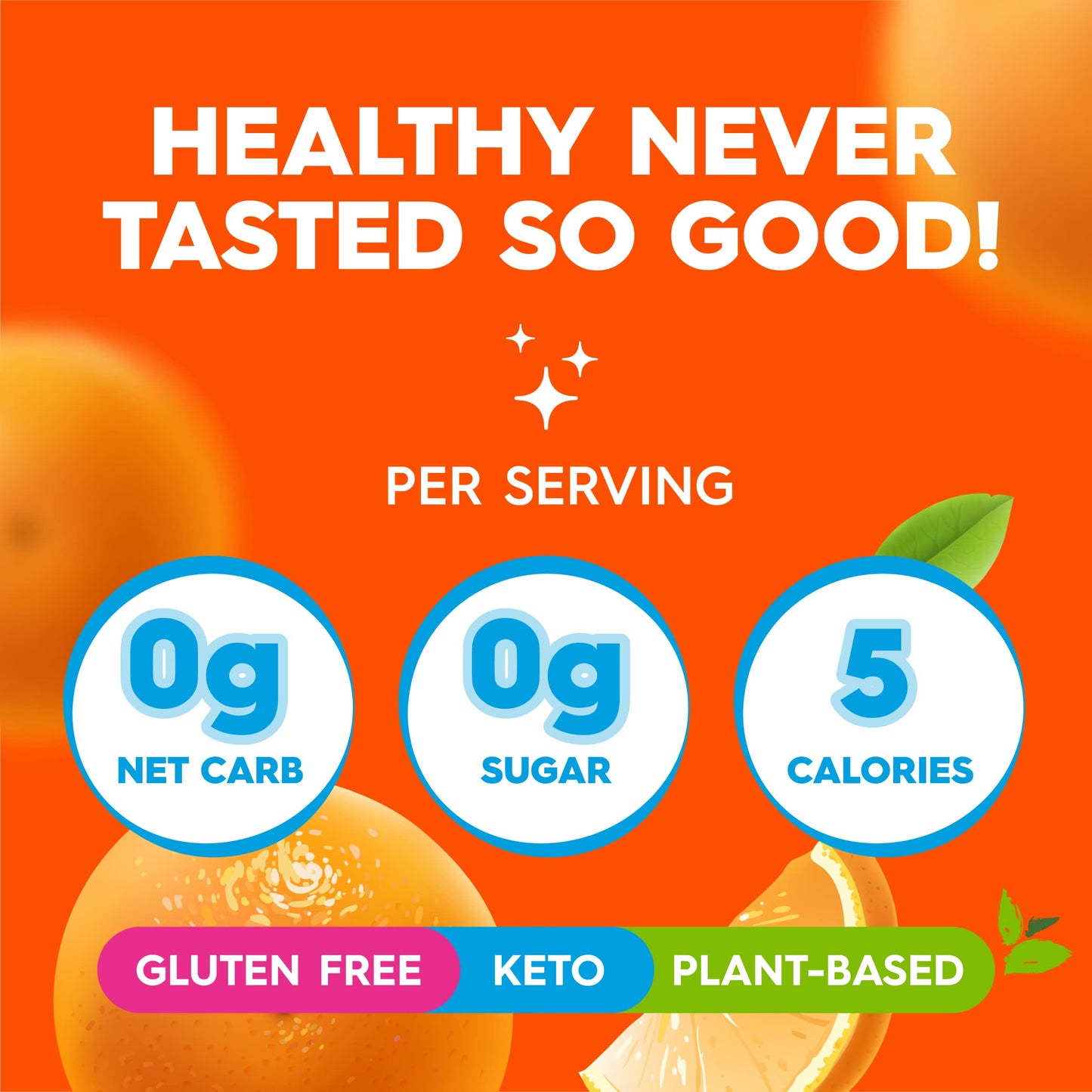 Simply Delish Plant Based Natural Orange Jel Dessert - 6 Pack - Zero Sugar, 0g Net Carbs, Gluten Free, Vegan, Diabetic & Allerge