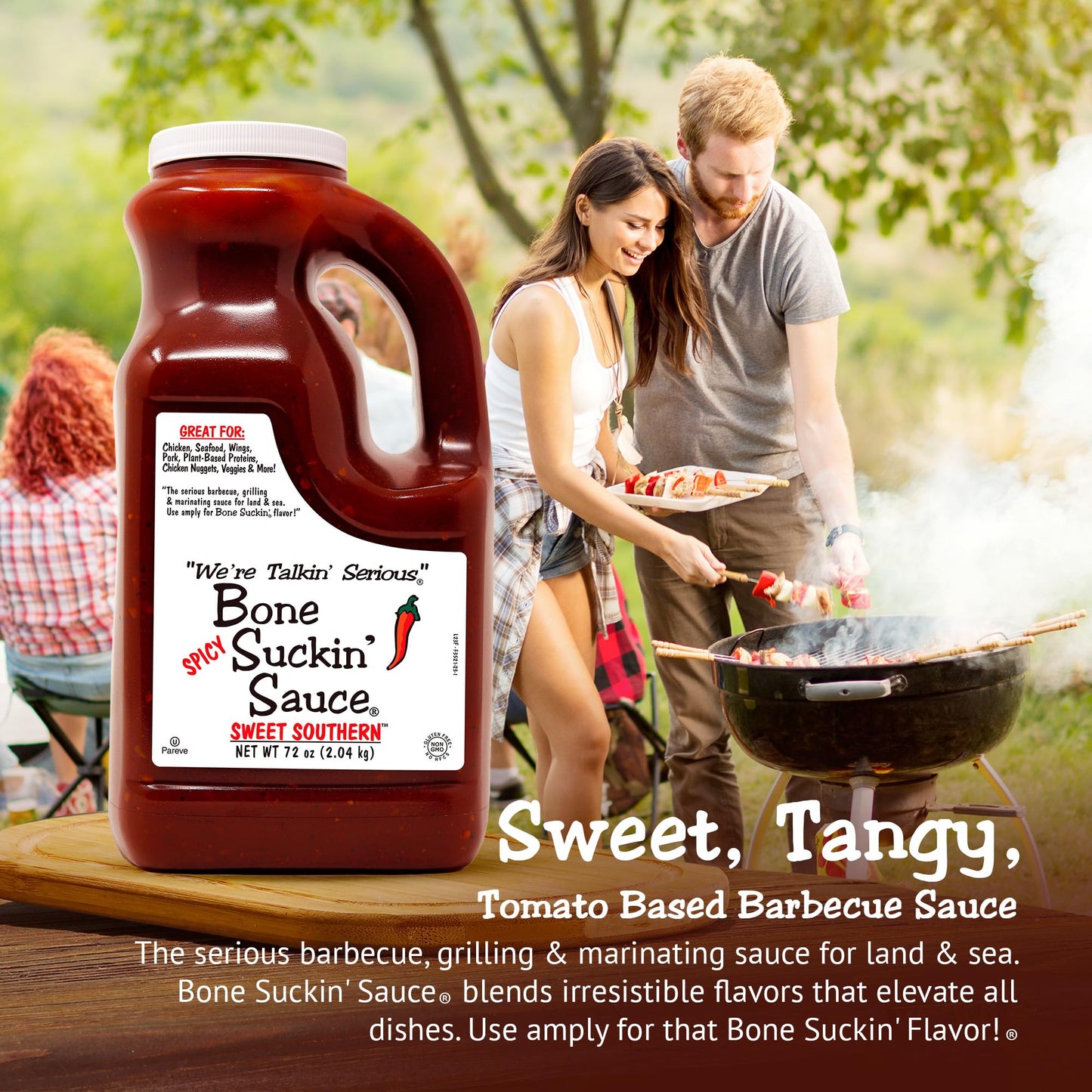 Bone Suckin' Spicy Sweet Southern Bbq Sauce, All-Purpose Barbecue Sauce, Gluten-Free, Non-Gmo, Kosher, Sweetened W/Cane Sugar &