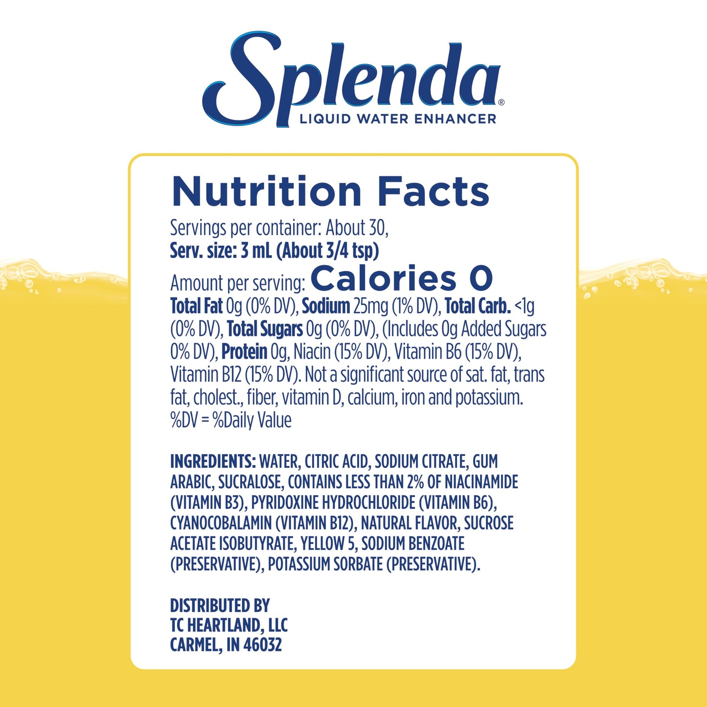 SPLENDA Liquid Water Enhancer Drops, Sugar Free, Natural Flavor, 3.11 Fl Oz, Lemonade Flavor