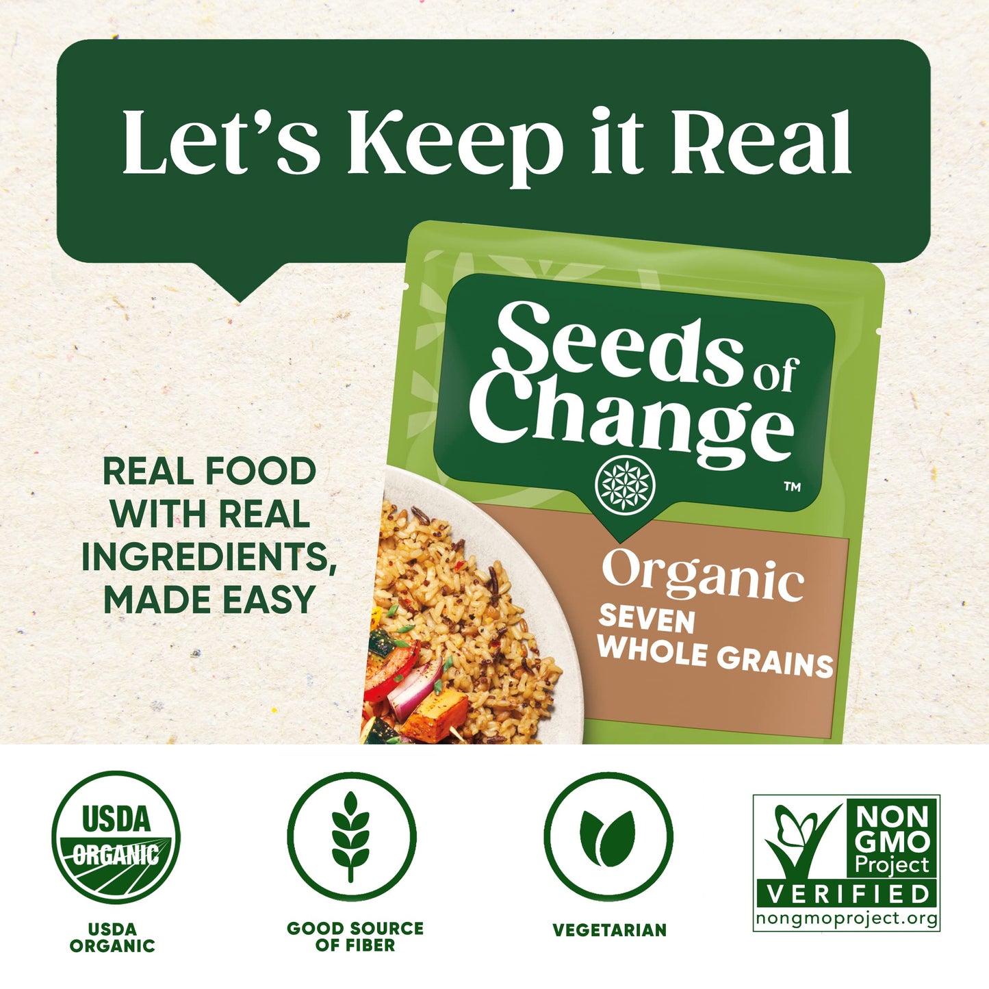 SEEDS OF CHANGE Organic Seven Whole Grains 8.5 Ounce (Pack of 12)