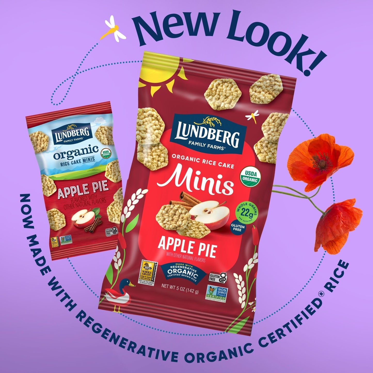 Lundberg Organic Apple Pie Rice Cake Minis Gluten-Free Whole Grain Usda Certified Non-Gmo Project Verified 5 Oz