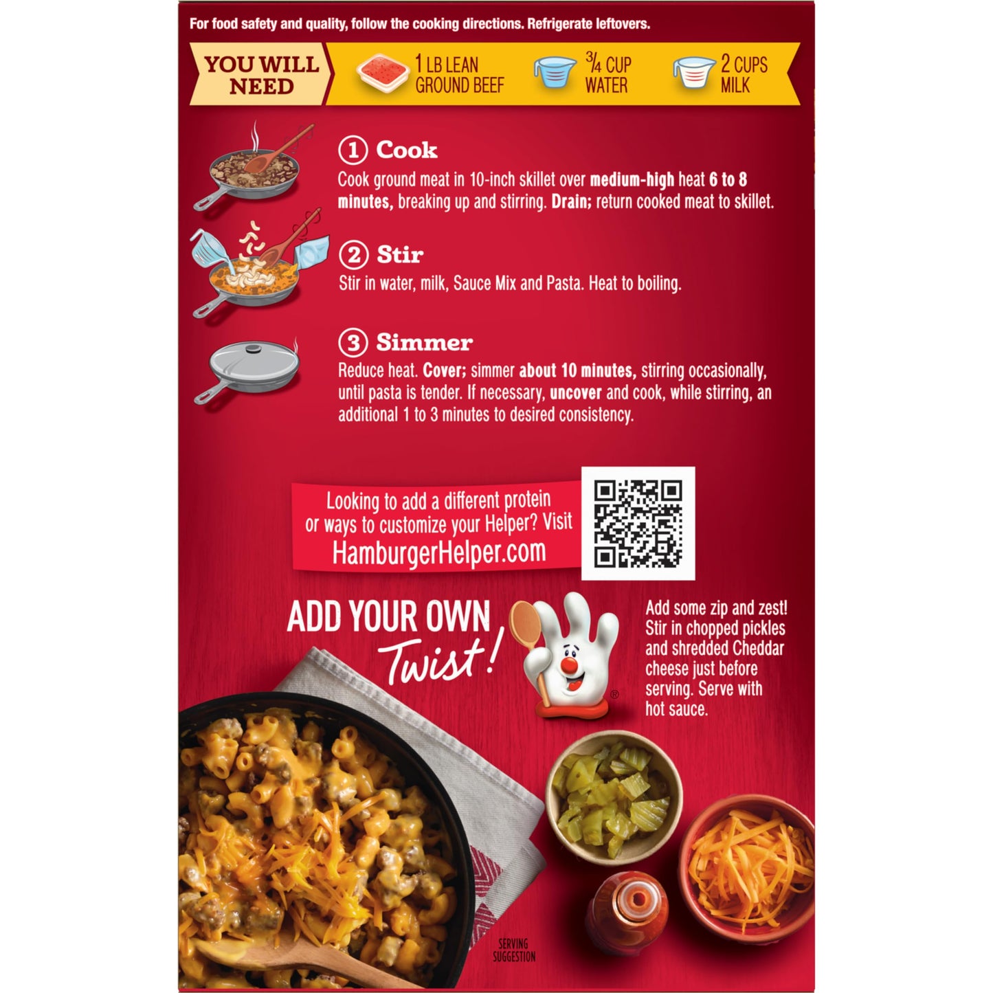 Hamburger Helper Bacon Cheeseburger, 5.1 Ounces, 12 Per Case