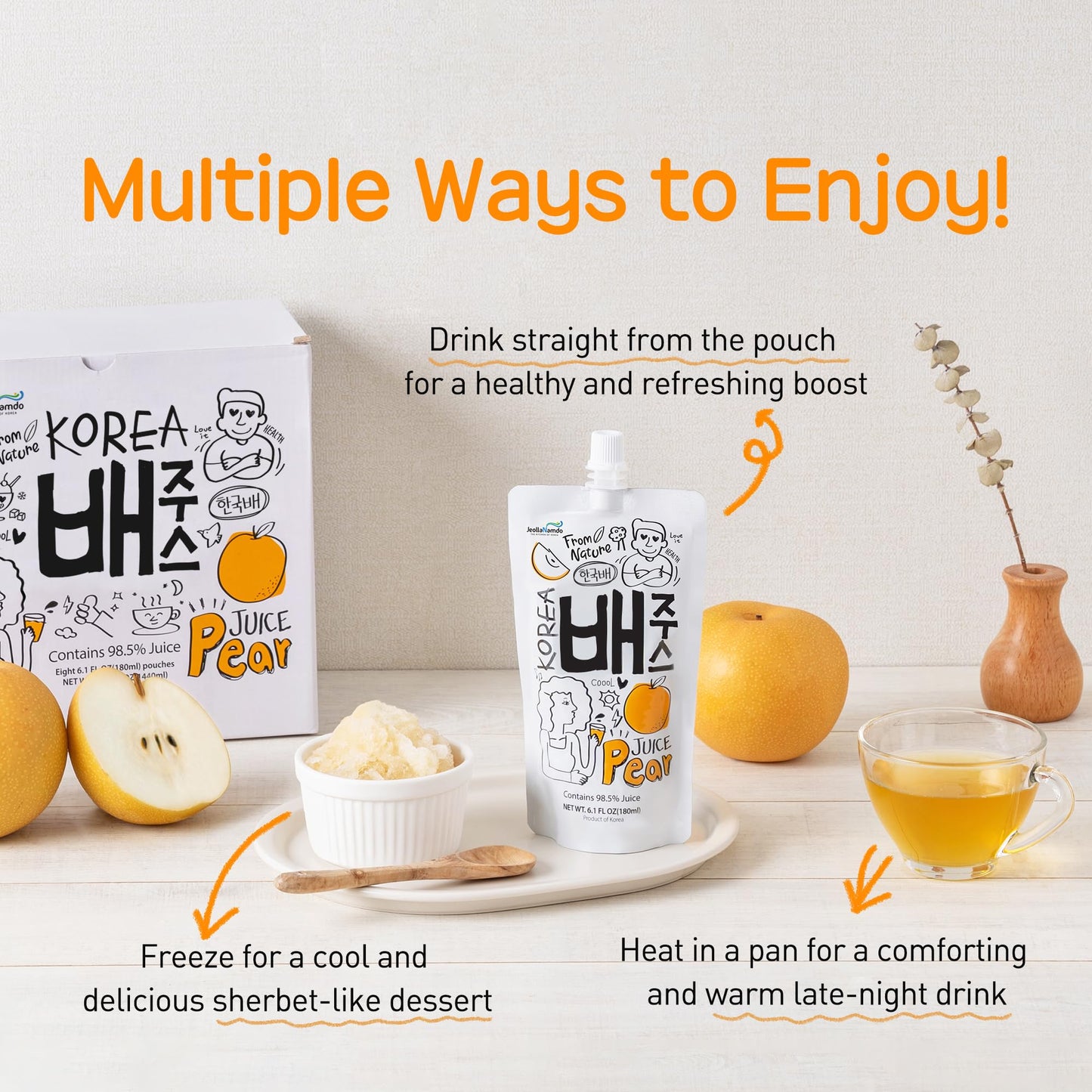 Korean Pear Juice Boxes 48.7 Fl Oz (Pack Of 8) -  - [Good For Hangover] Fresh Juice, On-The-Go Drinks
