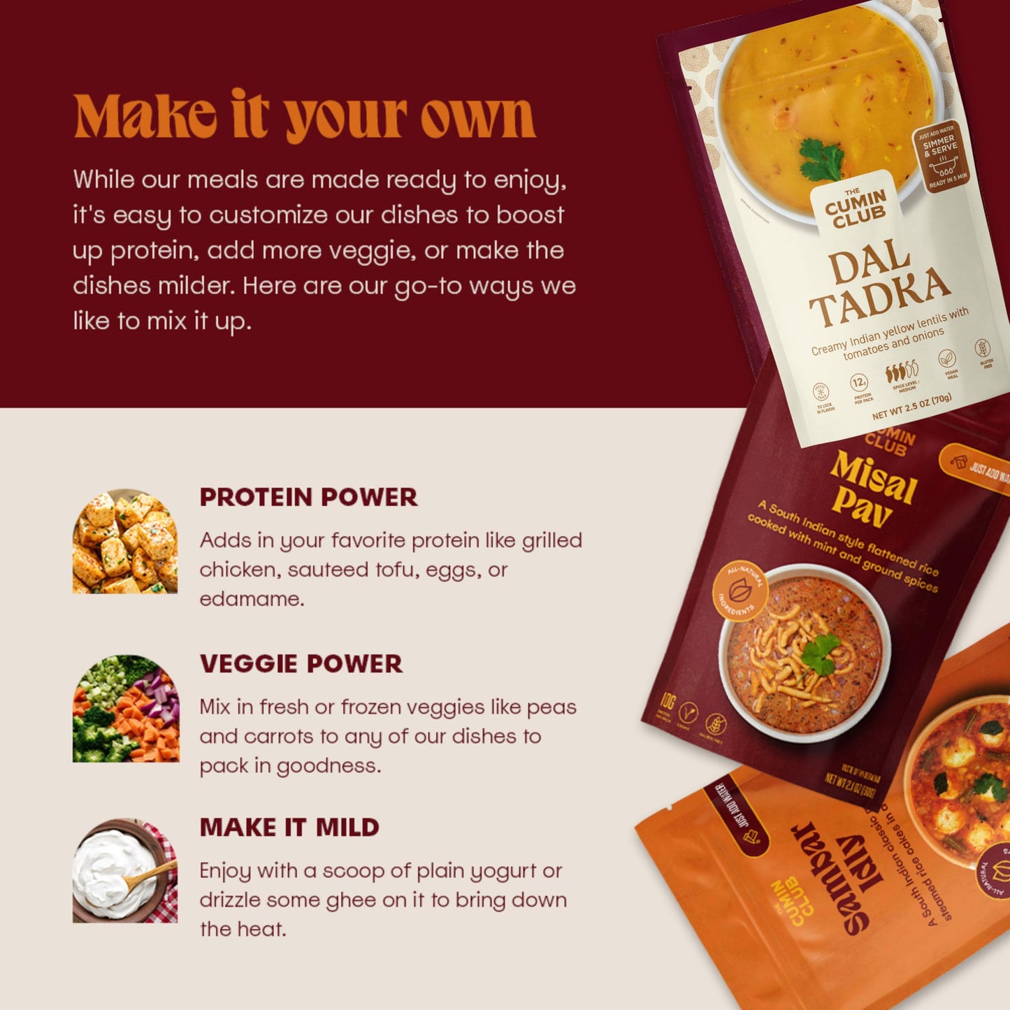 The Cumin Club Vegan Indian Entrees - Ready to Eat Instant Meal - Pack of 5, 9.13 Ounce