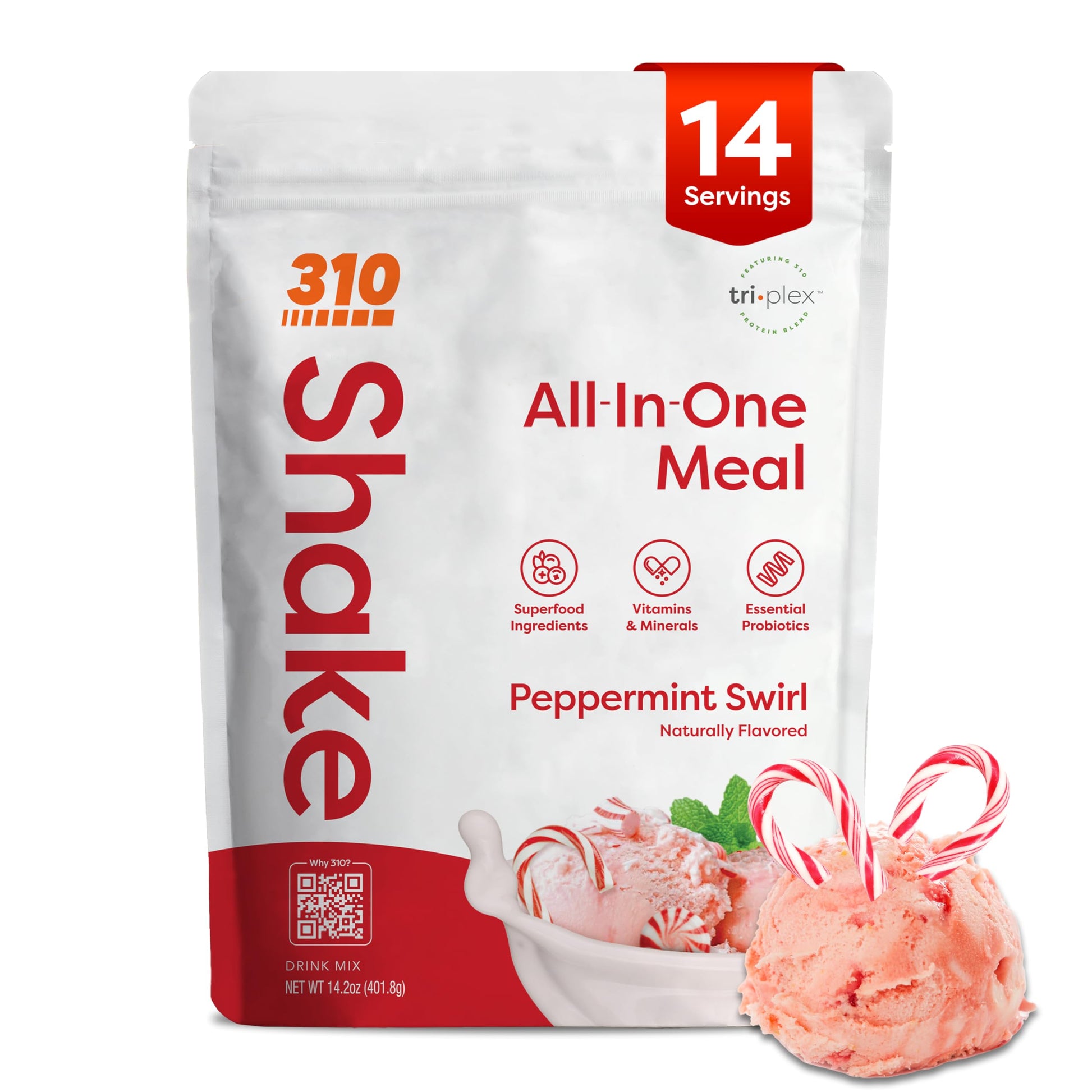 310 Nutrition All-in-One Meal Replacement Shake - Plant-Based Protein Powder with Triplex Proteins, Probiotics, Digestive Enzyme
