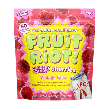 Fruit Riot x Olipop Crunchy Candy Cherries, Vintage Cola, Made with Real Fruit, 8oz, Gluten-Free