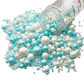 SE Si&Moos White and Light Blue Pearl Sprinkles for Cake Decorating Edible Cake Cookie Pearls Cupcake Decorations Baby Blue and White Sprinkles for Cake  Cupcake  Cookies Party Holiday Christmas Supplies 3.5 OZ