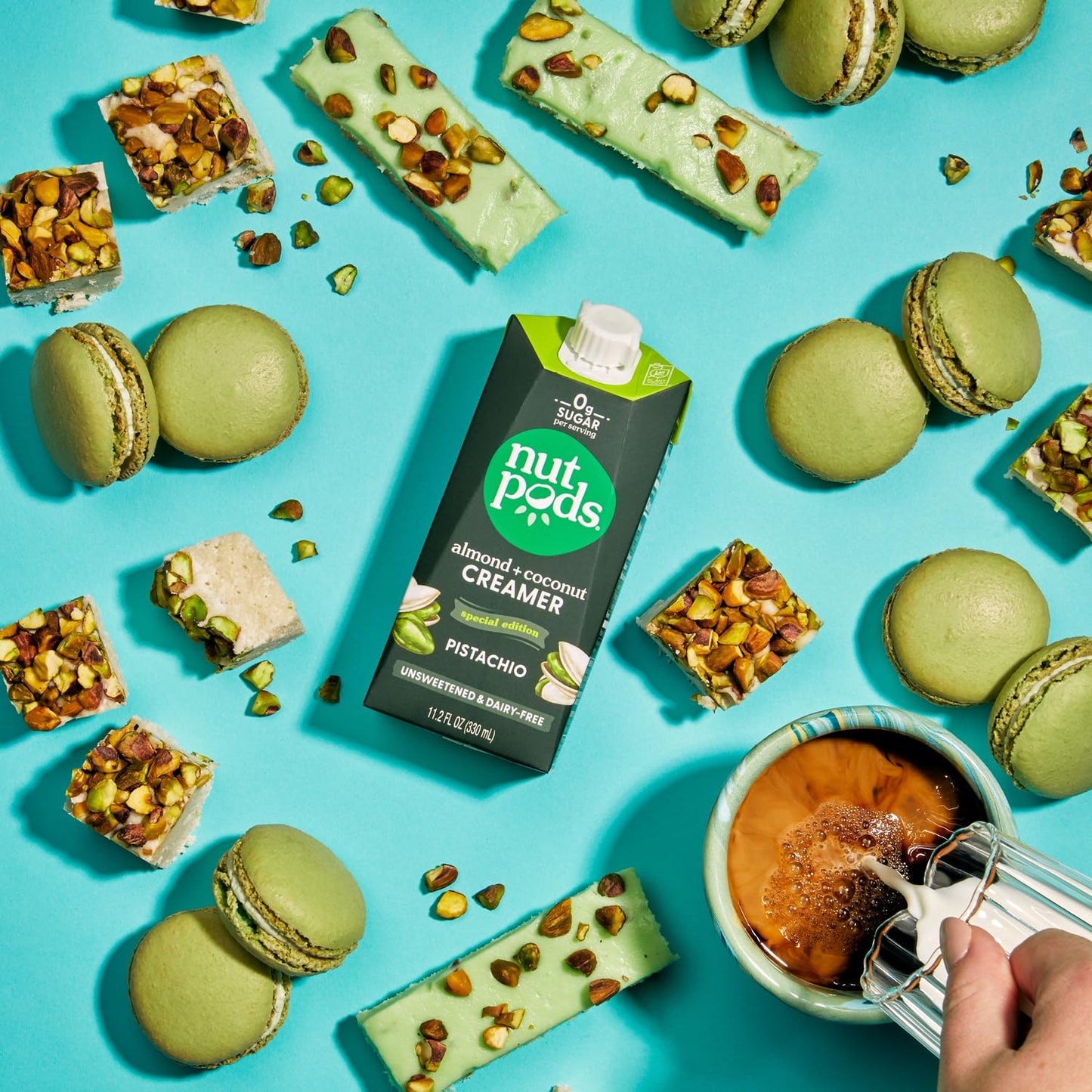 nutpods Dairy-Free Creamer, Unsweetened Pistachio, Vegan, Gluten-Free, 11.2 Fl Oz (Pack of 12)