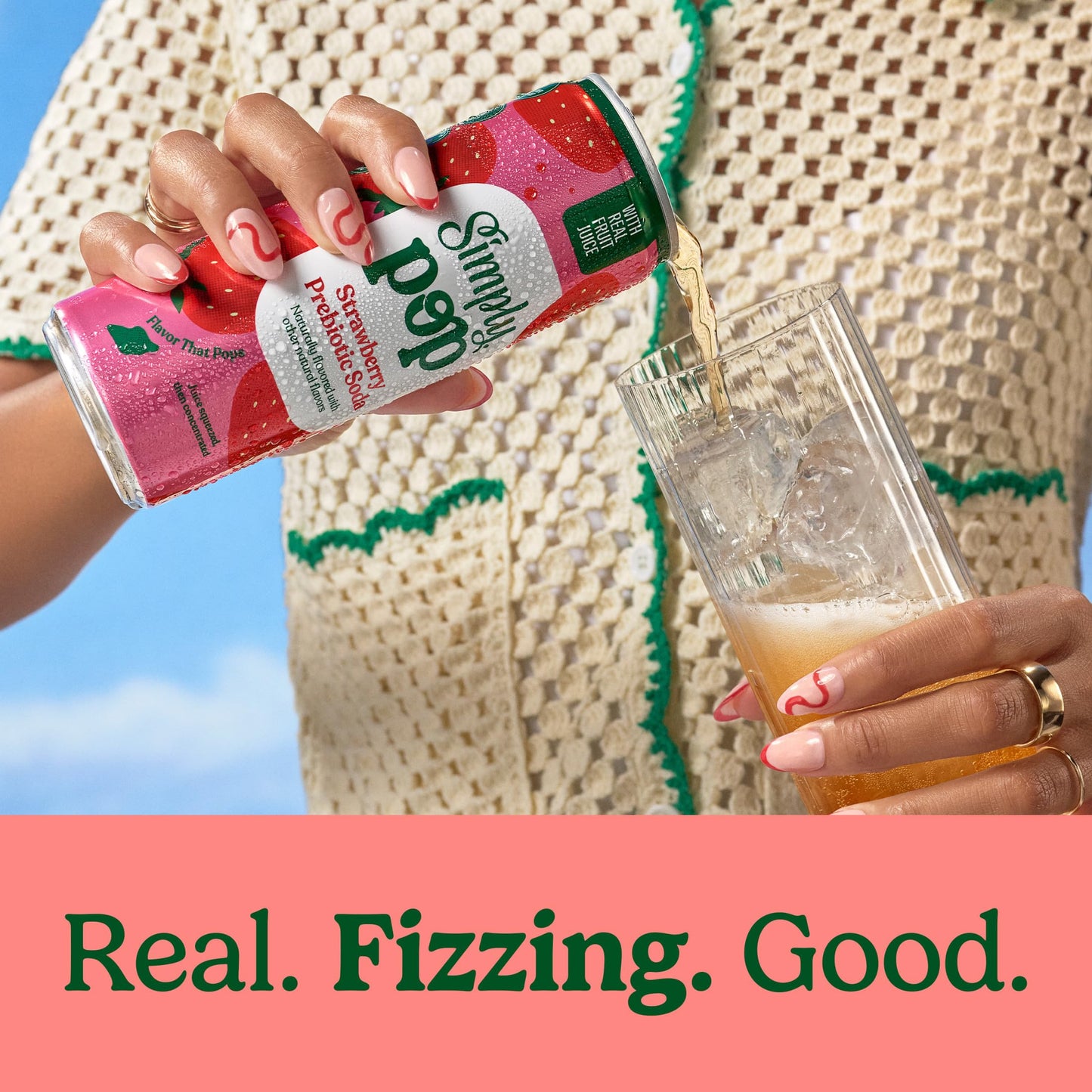 Simply POP Prebiotic Soda Strawberry Cans  12 fl oz  12 Pack