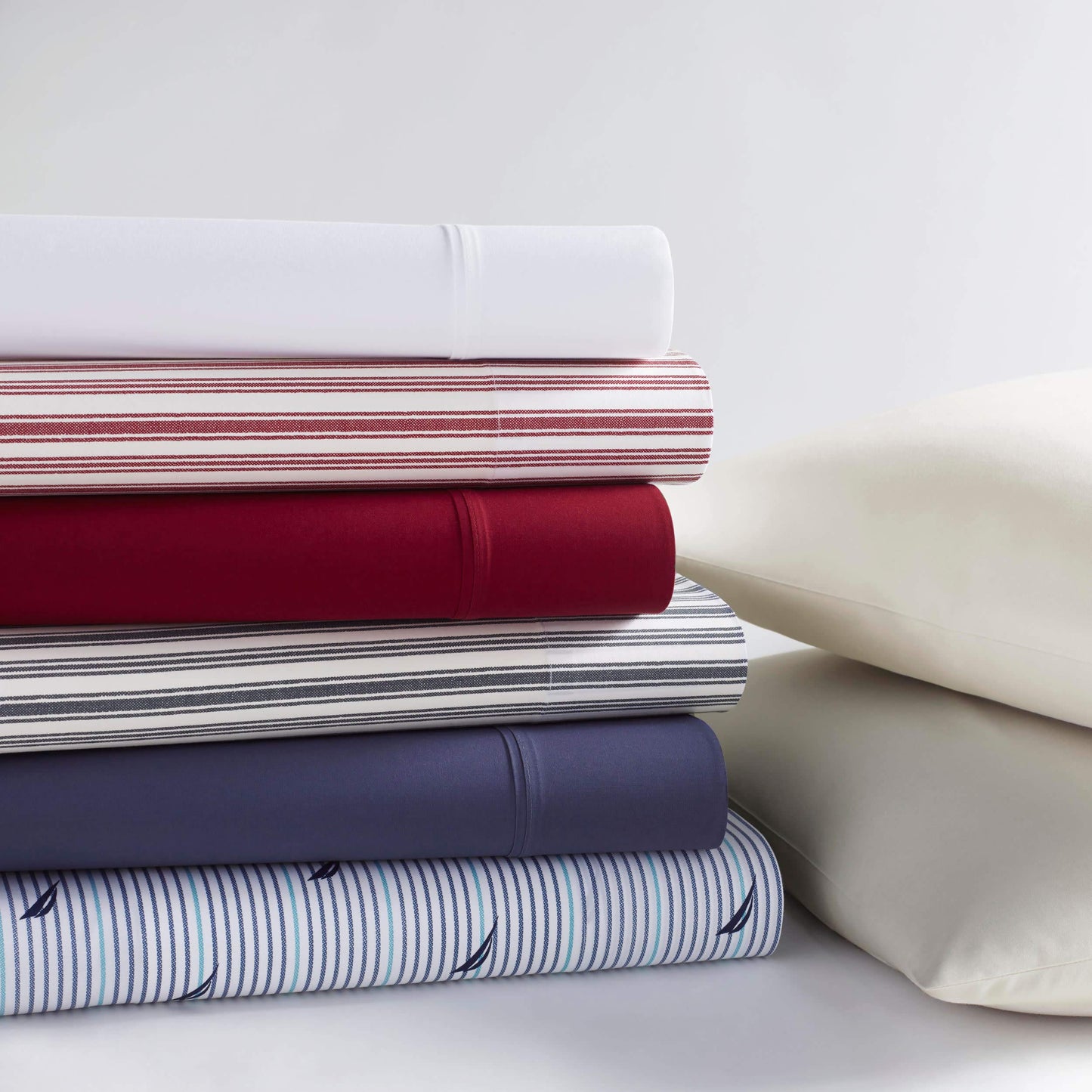 Nautica - Percale Collection - Bed Sheet Set - 100 Cotton, Crisp  Cool, Lightweight  Moisture-Wicking Bedding, Full, Coleridge C