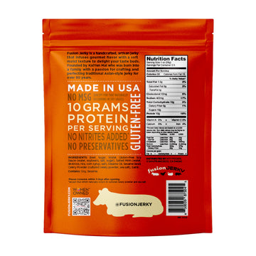 fusionJerky Artisan Beef Jerky, Japanese BBQ, 10g Protein, Gluten Free, 2.5 oz
