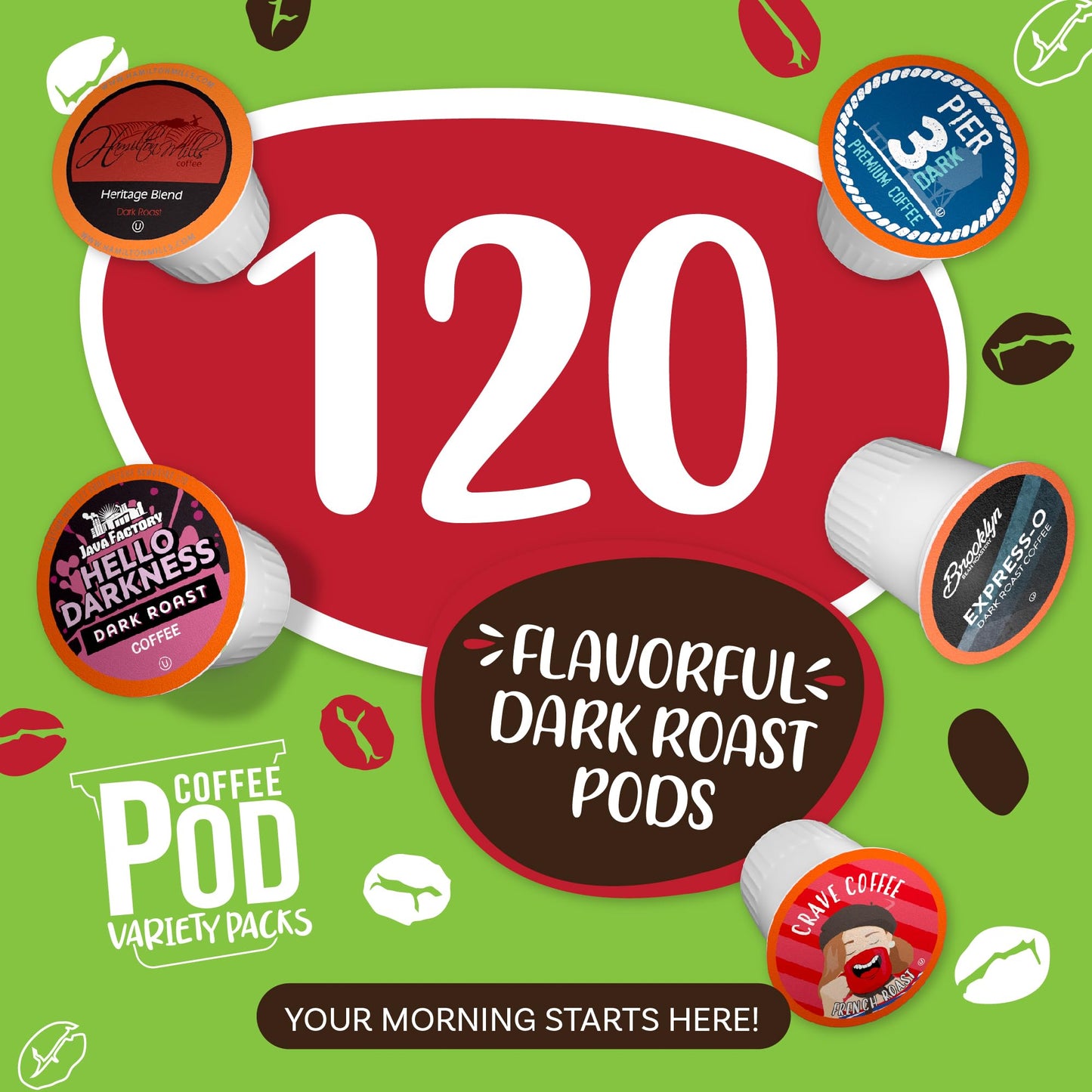 Coffee Pod Variety Packs Dark Roast Sampler  Assorted  Compatible with 2.0 K-Cup malt-inspired  Variety Pack  120 Count (Pack of 1)