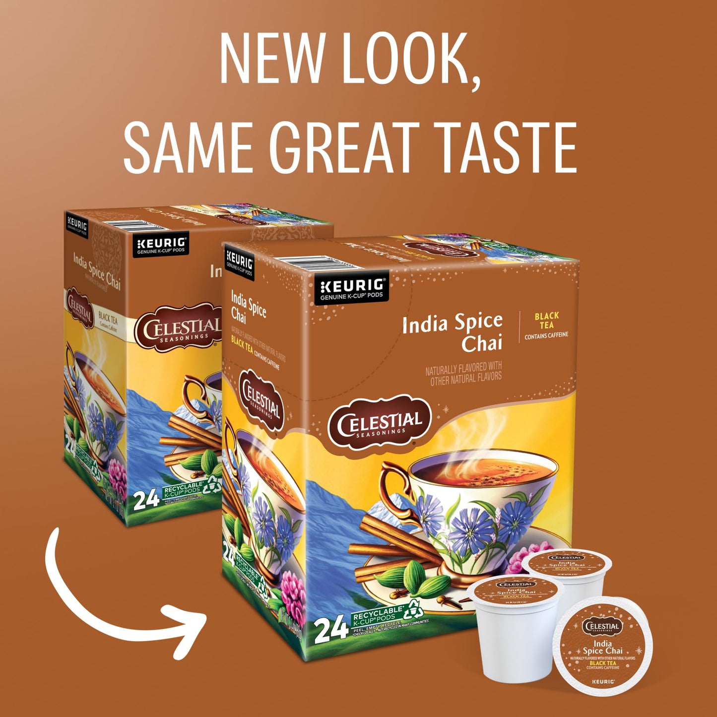 Celestial Seasonings India Spice Chai Black Tea, Single-Serve Keurig K-Cup Pods, 96 Count