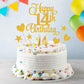 Lecferrarc 14th Birthday Cake Decorations Set, Gold Glitter Toppers & Candles, 7 inches, Paper