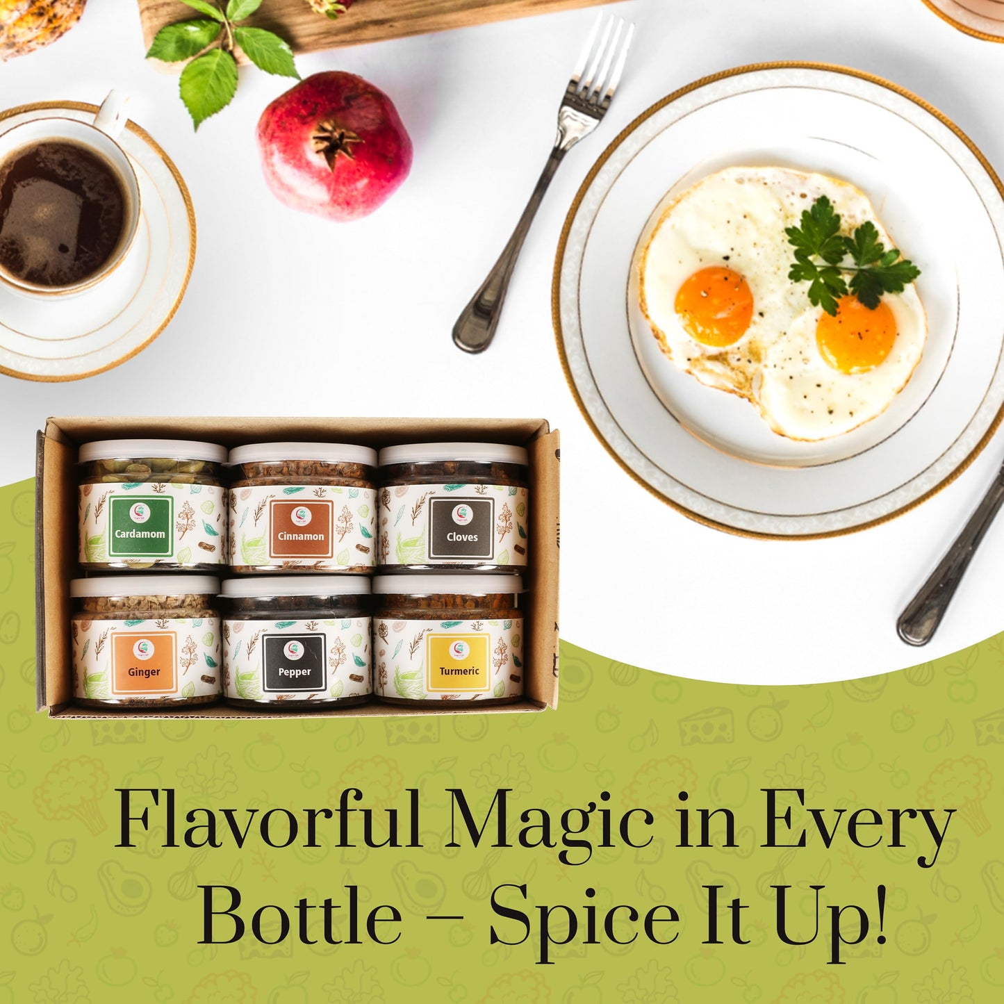 YOGI’S GIFT Spice Set - 6 Essential Spices: Cardamom, Cinnamon, Cloves, Ginger, Pepper, Turmeric - 12.52 Ounce