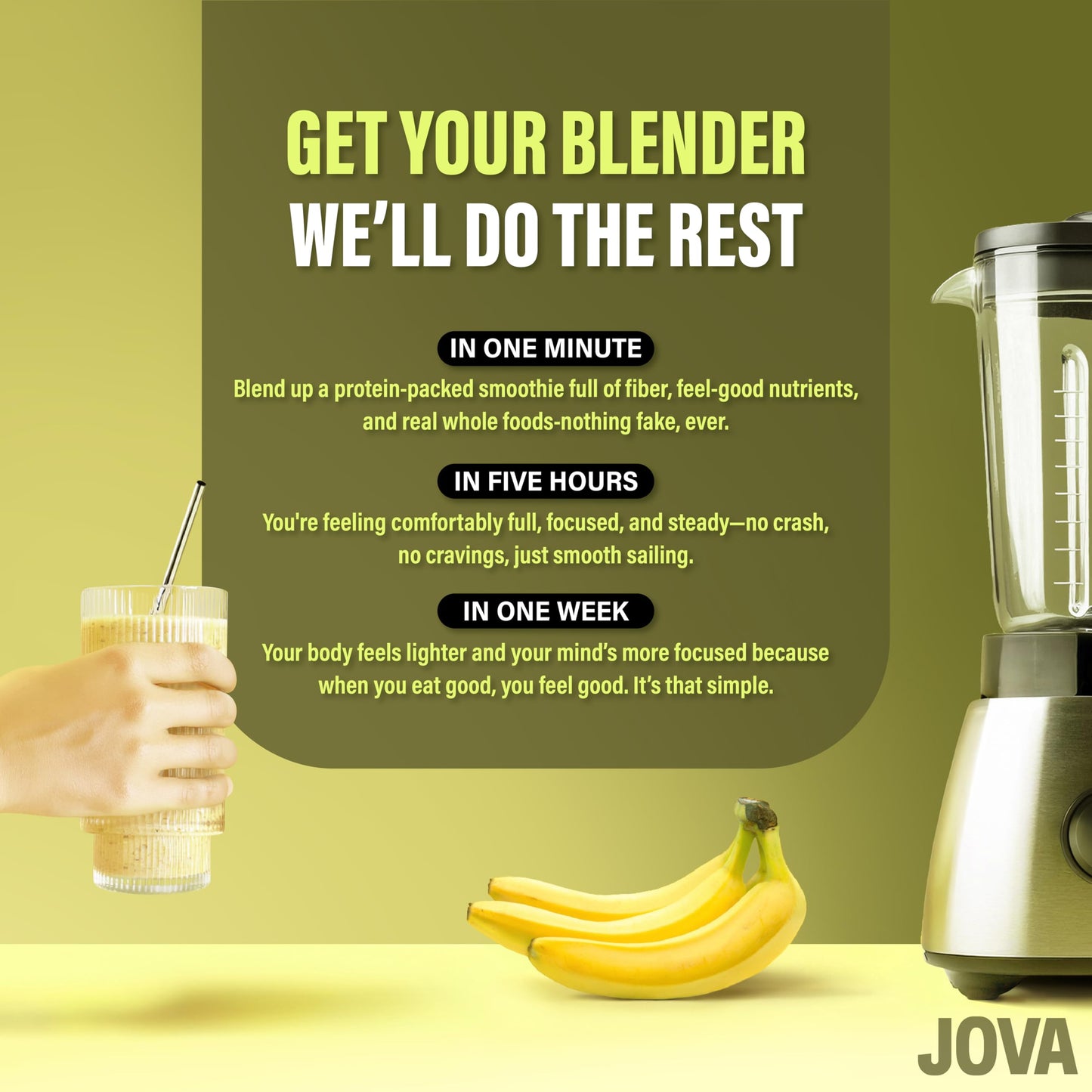 JOVA Nutritious Meal Replacement Shake | 22g Protein, 10g Fiber, 4g Sugar (Whole Foods: Oats, Pistachio, Collagen, Hemp Seed, Co