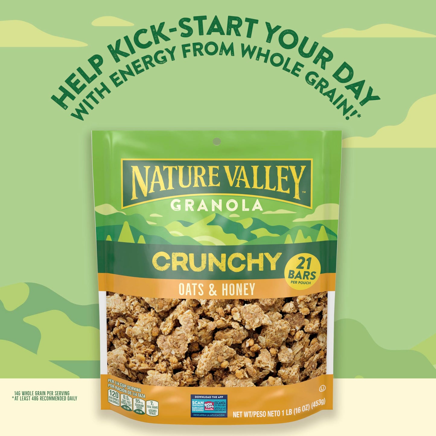 Nature Valley Crunchy Granola, Oats And Honey, Resealable Bag, 16 Oz